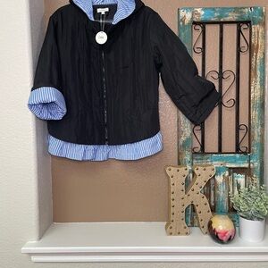 Chic Navy and Striped Lightweight Jacket